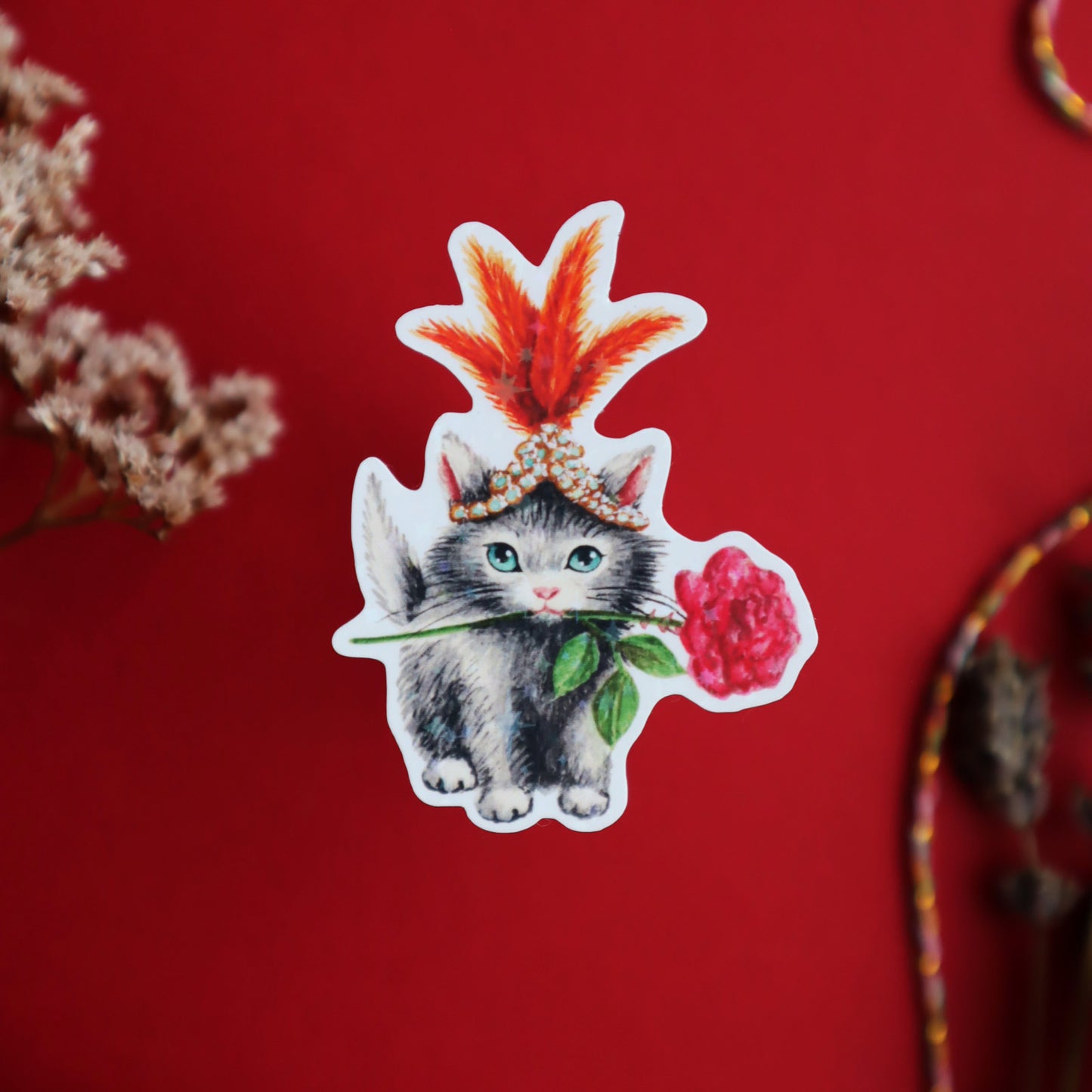 Holographic Cabaret Kitten Sticker